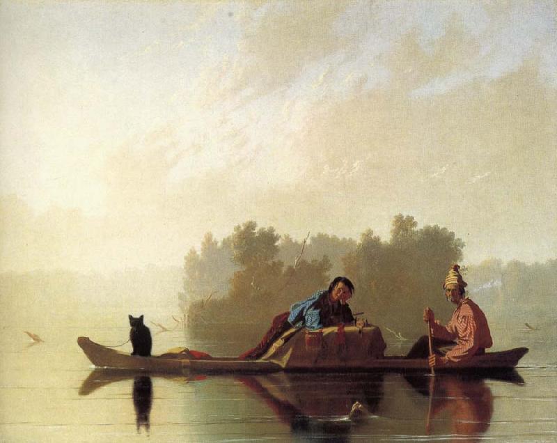 George Caleb Bingham Fur hand put on boots on the Missouri oil painting picture